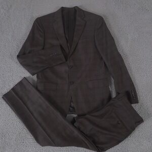 Hart Schaffner Marx 2-Piece Suit Men 40R Pants 34x31 Brown Plaid Slacks Blazer